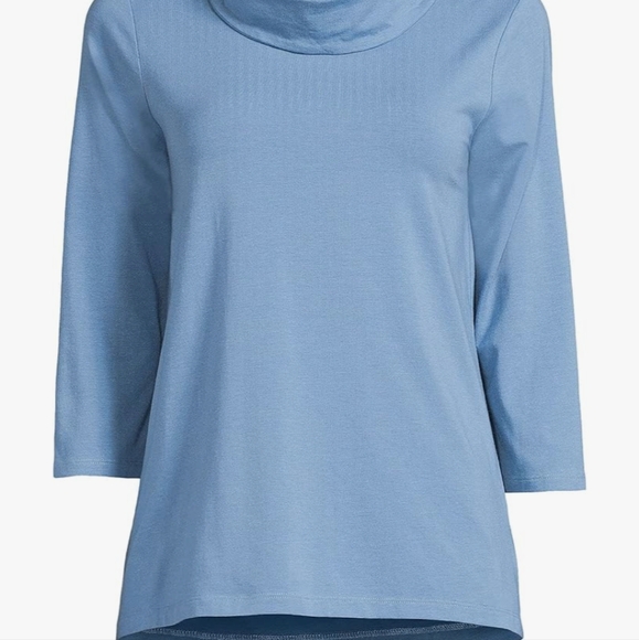 Lands' End Women's 3/4 Sleeve Light Weight Jersey Cowl Neck Top - Picture 2 of 5